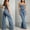 Blue, variant on PBFRDSJ Denim Jumpsuit for Women Strapless Button Front High Waist Flared Long Pants for Daily Party Occasions Sizes XS-L