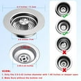 thumbnail image 4 of 3-in-1 Kitchen Sink Drain Strainer & Stopper with Basket, Stainless Steel Drain Plug Cover Catcher for Food Waste - Sink Accessories for Home or Kitchen Sink Shroom Fit US Standard 3-1/2'' Drain Hole, 4 of 9