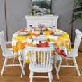 thumbnail image 2 of Red Maple Happy Fall Round Table Cloth,Wrinkle Free Table Cover with Polyester,Waterproof Reusable Tablecloths for Kitchen Picnic Party (Round,60x60inch), 2 of 6
