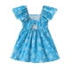 thumbnail image 4 of Vestido Disney Frozen Elsa para niña, azul verdoso con copos de nieve, 6-7 años, 4 of 7