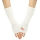 thumbnail image 1 of Nvzi Calentadores de brazos - Guantes largos sin dedos de moda de punto elástico con mangas para los brazos y orificios para los pulgares - Blanco, 1 of 5