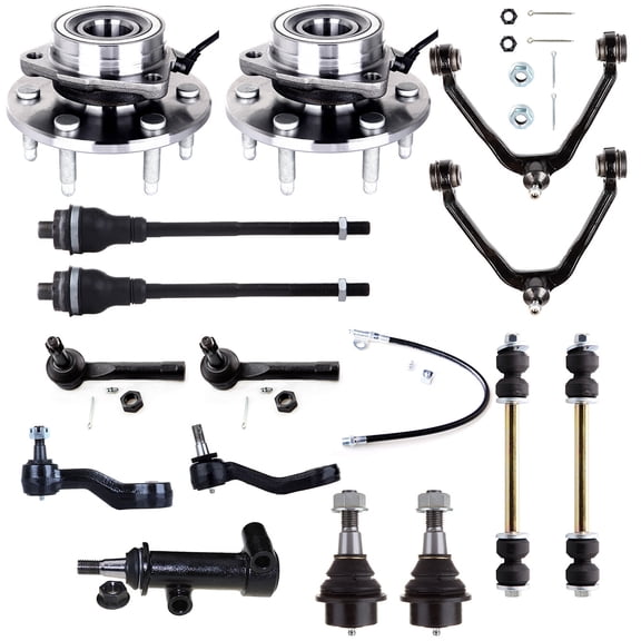 cciyu Upper Control Arm Wheel Hub Pitman Arm Idler Arm Tie Rod End Sway Bar End Link Lower Ball Joint Compatible fit √Avalanche 1500;Silverado 1500;Suburban 1500;Tahoe 15pcs Suspension Kit