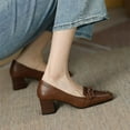 thumbnail image 5 of Itsun Block Heels New Square Toe Thick Heeled Women's Shoes with A Bow and Shallow Cut Single Shoe Brown US Size 4.5, 5 of 5
