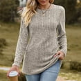 thumbnail image 4 of Pxiakgy Women's Long Sleeve T Shirt Fashion O Neck Tops Solid Color Casual Blouses Khaki + XXL, 4 of 7