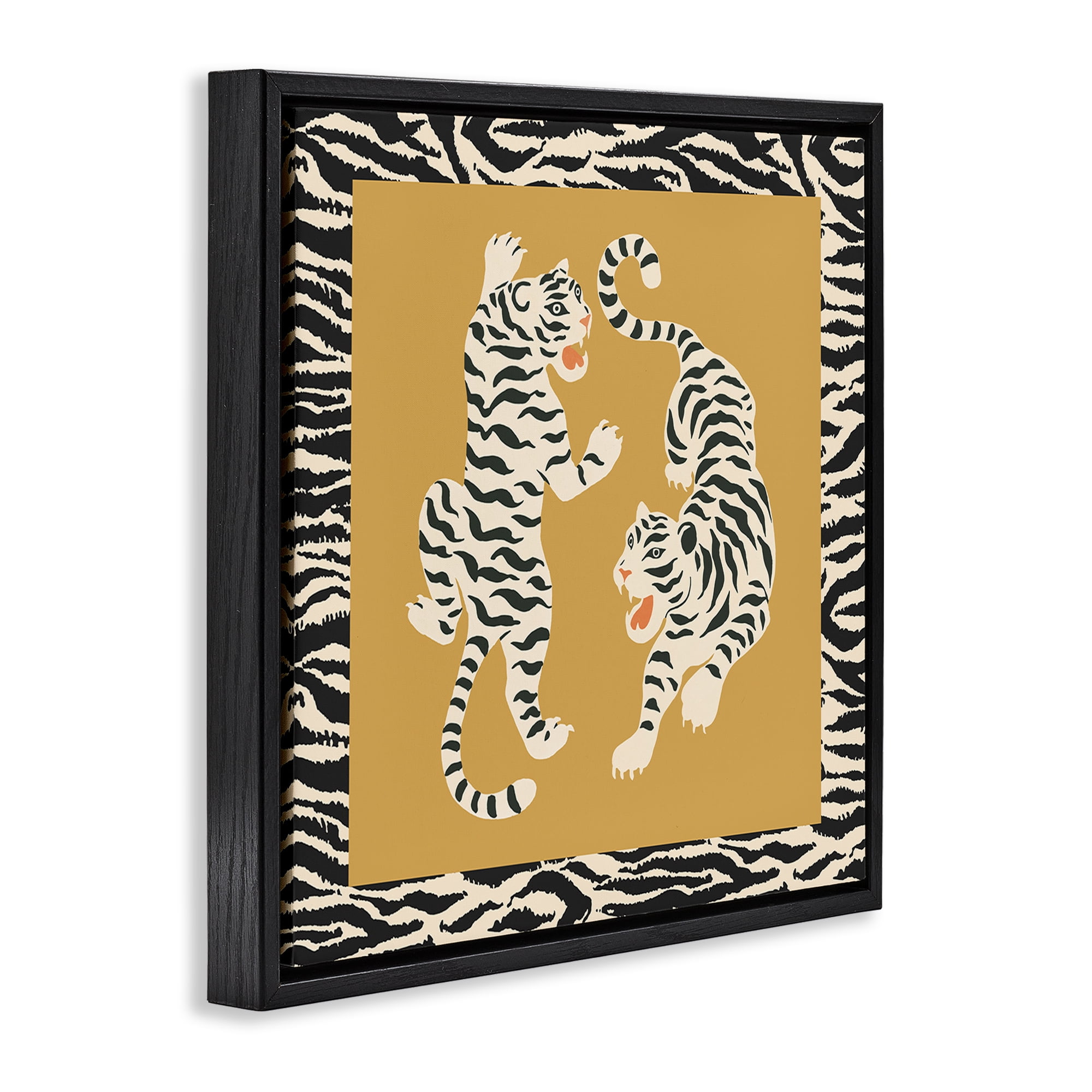Stupell Industries Boho Twin Tiger Stripes Black Framed Floater Canvas Wall Art, design by Karolina Sato