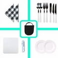 thumbnail image 3 of Kit de desorden para cubiertos de cocina para acampar, organizador de cubiertos, juego de 13 utensilios para comer pinic con plato ecológico, cuchara, cuchillo, tenedor, abridor de vino, tenedor, 3 of 5