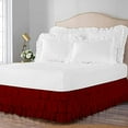 thumbnail image 1 of 3 Layer Ruffled Bedskirt, Essy Care - 100% Microfiber Fabric, 3 Layer Ruffled Bed Skirt Queen Size College 3 Layer Ruffled Bed Skirt 12" Drop - Burgundy Solid., 1 of 3