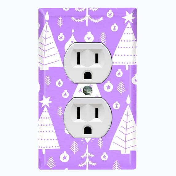 Metal Light Switch Plate Cover Festive Christmas Tree Ornaments Purple XMS010