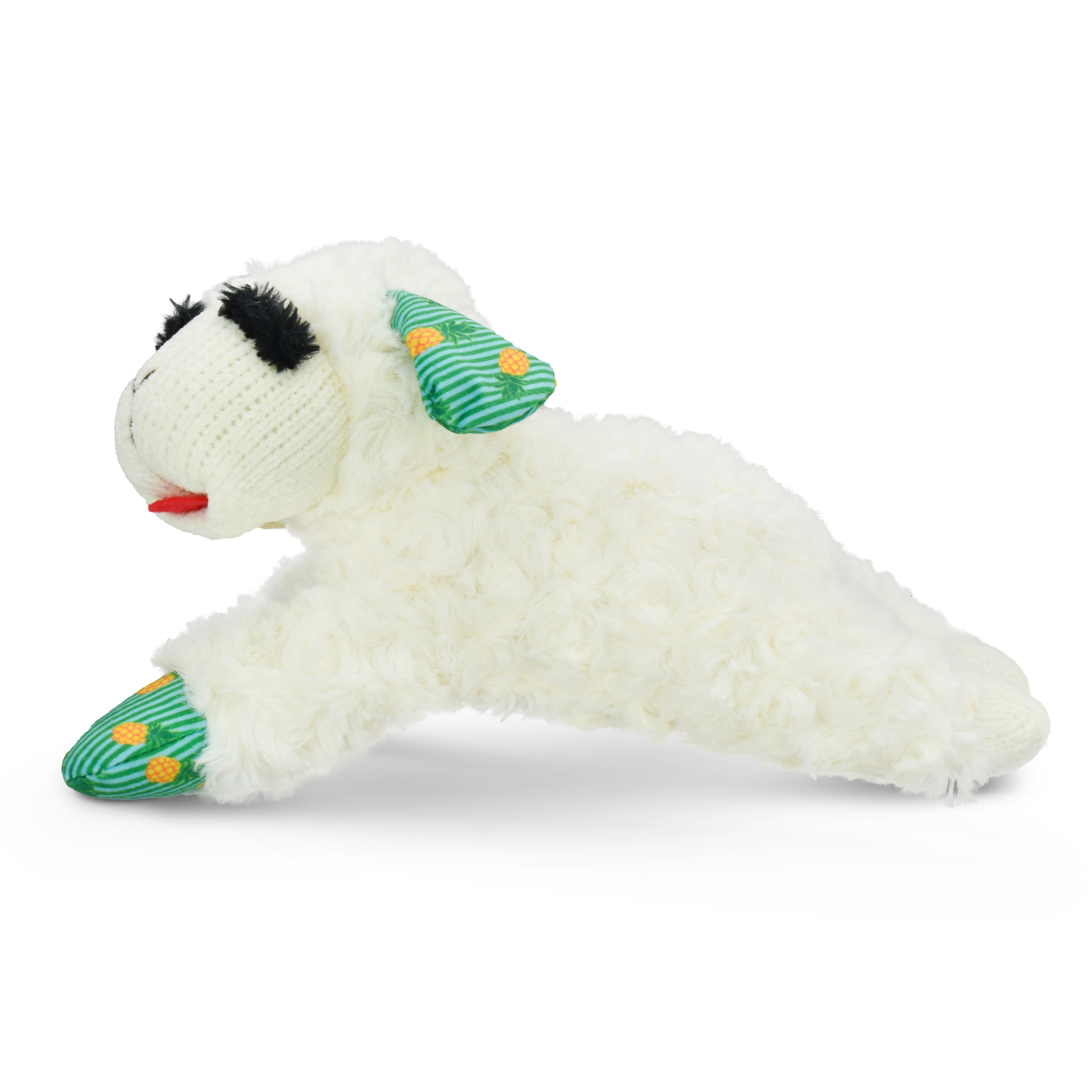 Multipet Summer Lamb Chop, Plush Dog Toy, Pineapple Pattern, 10.5 inches