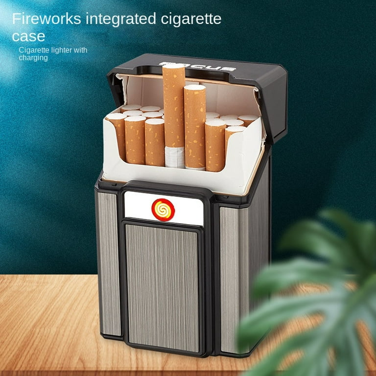  Cigarette Box Lighter PU Leather Nice Gift Smoker Cigar Case  Men Suppl HG : Health & Household