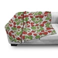 thumbnail image 3 of Spring Soft Flannel Fleece Throw Blanket, Floral Pattern with Strawberries Flowers and Leaf Season Inspirational Design, Cozy Plush for Indoor and Outdoor Use, 50" x 70", Green Red, by Ambesonne, 3 of 6