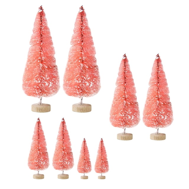 Advancent 8x Desktop Miniature Pine Tree Ornaments Holiday Desk for Christmas Party Kits de decoración para fiestas Rosa