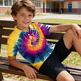 thumbnail image 2 of longantii Boys Short Sleeve Polo Shirt Tie Dye Button Closure Collared Golf Tops Casual School Uniform Shirt Cozy Comfort Kids Summer T-Shirt Orange 13-14 Years, 2 of 6