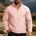 thumbnail image 6 of Men's Windproof Waterproof Jacket Stand Collar Casual Tops Lightweight Breathable Rain Jacket Hiking Fishing Running Work Outdoors Travel Essential | JASKFLY,Pink S, 6 of 9
