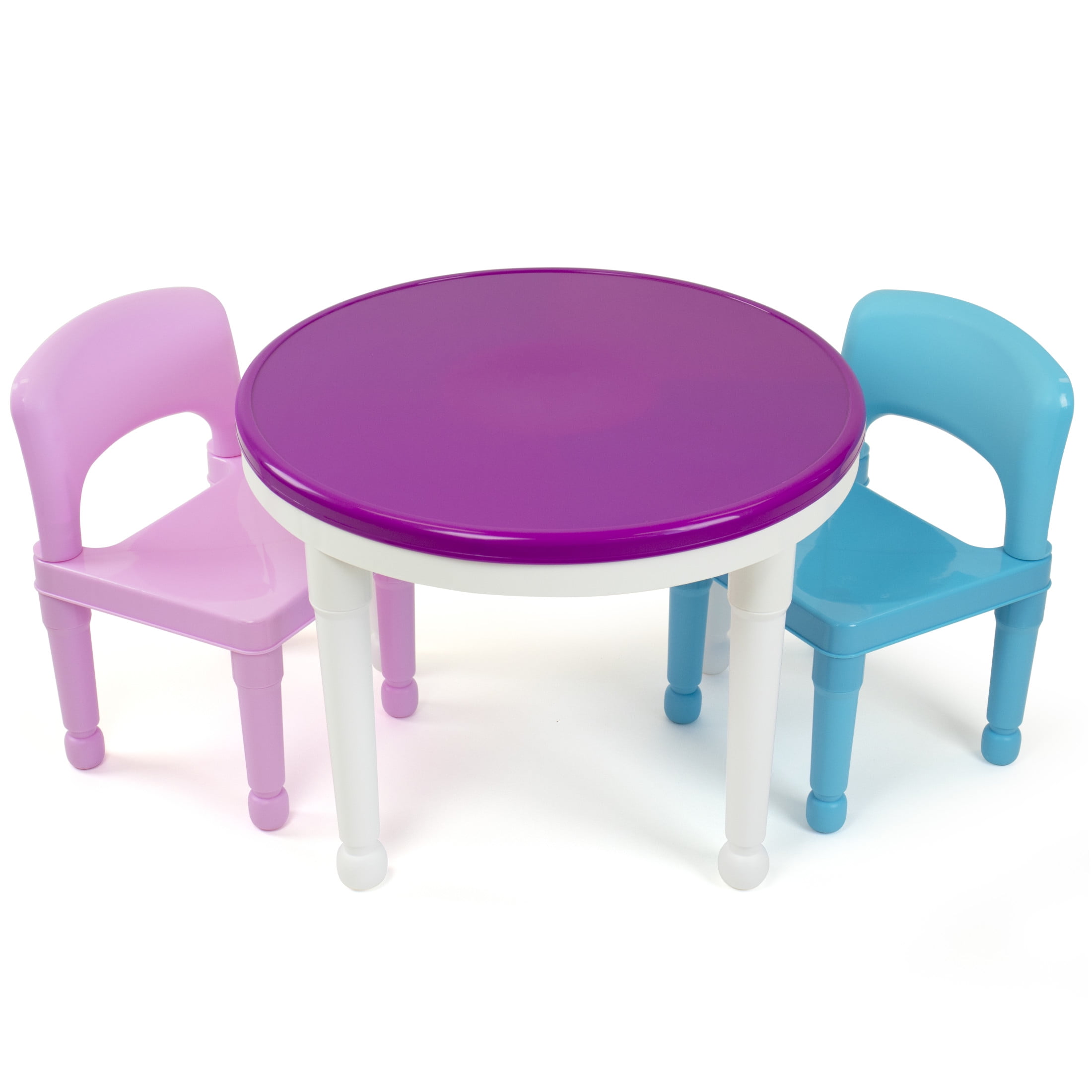 Humble Crew Playtime Kid's Classic Solid Print 1-Piece Lightweight, Multifunction, Portable Activity Table and Chair Set, Purple