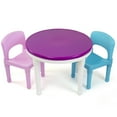 thumbnail image 3 of Humble Crew Forever Toddler 2-in-1 Plastic Building Blocks-Compatible Activity Table and 2 Chairs Set, Round, White/Pink/Purple/Turquoise, 3 of 8