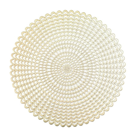 

Farfi Bowl Mat Stain Resistant Easy to Clean Circular Hot Stamping Dining Table Mat for Cafes (Golden)
