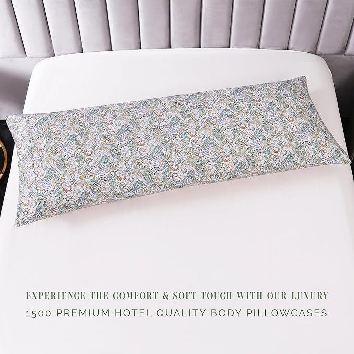 Elegant Comfort Floral Print Body Pillowcase, 1500 Series Hotel Quality Microfiber, Soft and Smooth with Hidden Zipper Closure, Body Pillowcase, Paisley Teal
