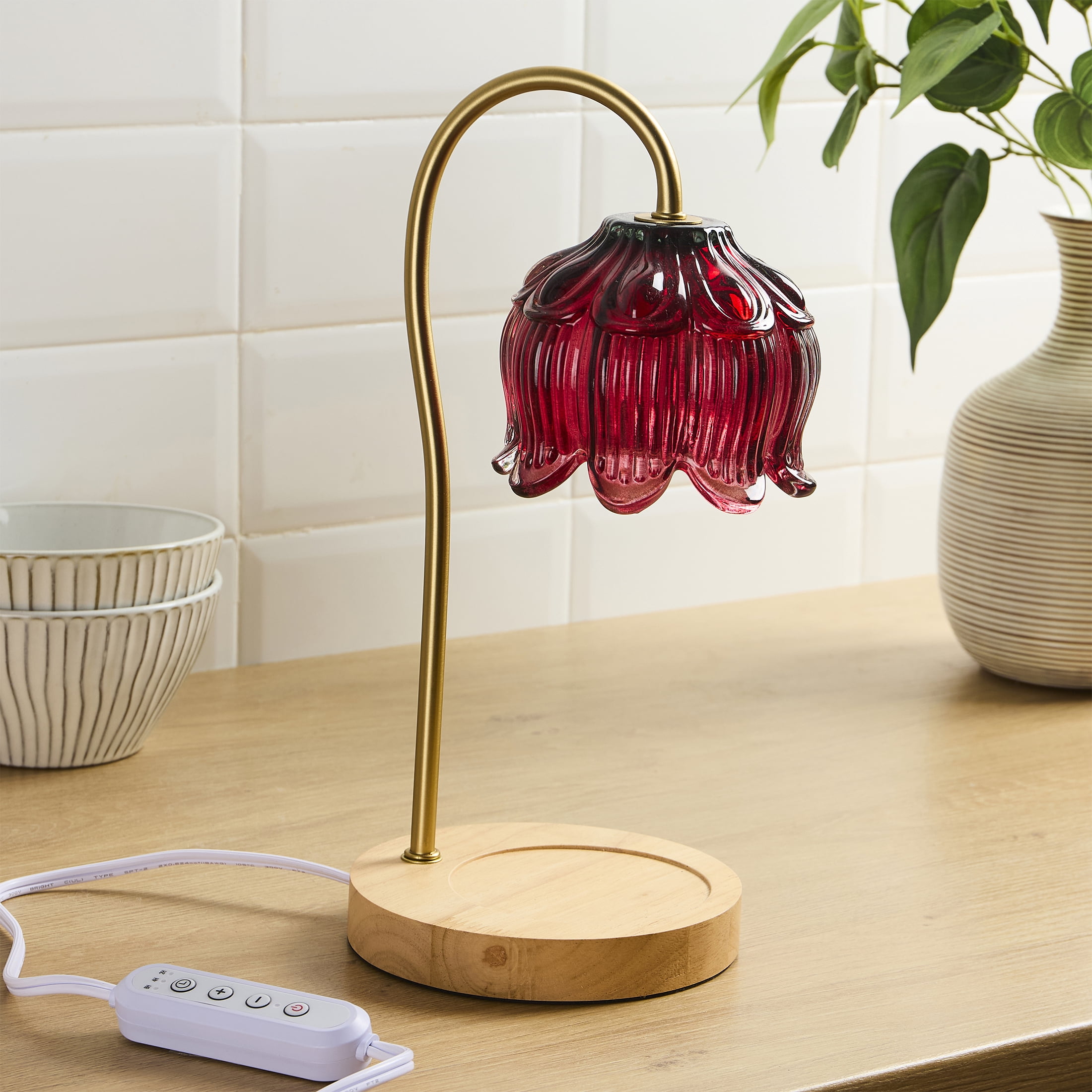 Home Décor Collection Red 13" Candle Warmer Lamp