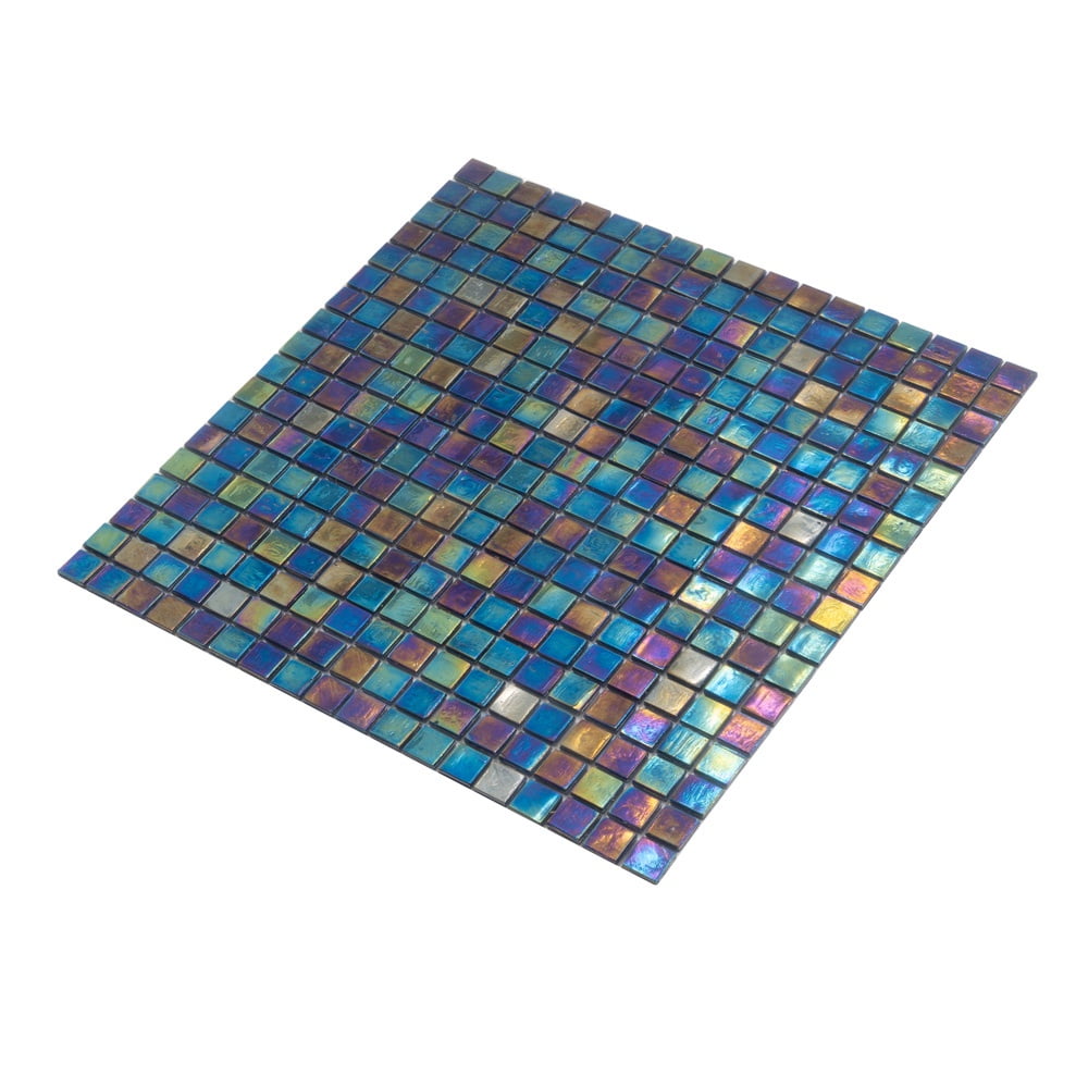 Apollo Tile Skosh 11.6 in. x 11.6 in. Glossy Dark Shimmer Multi Blue Glass Mosaic Wall and Floor Tile (9.34 sq. ft./case) (10-pack)