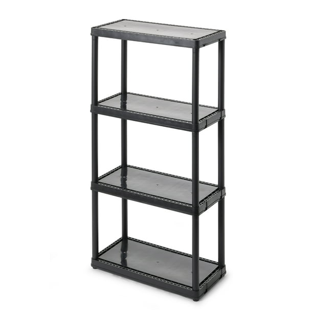 Gracious Living 4 Shelf Fixed Height, Extra Large Black Bookcase