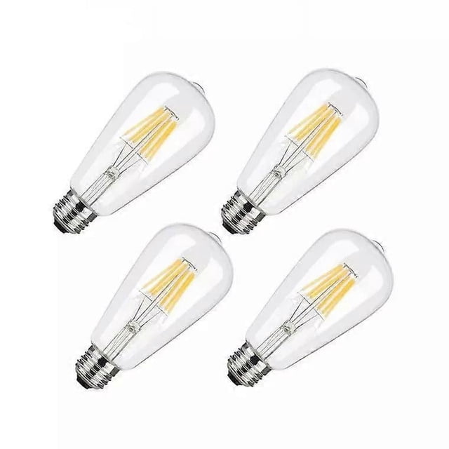 Paquete de 4 bombillas LED vintage de filamento ST64, E27, rosca Edison, ahorro de energía, 4 W, 2700 K, blanco cálido.