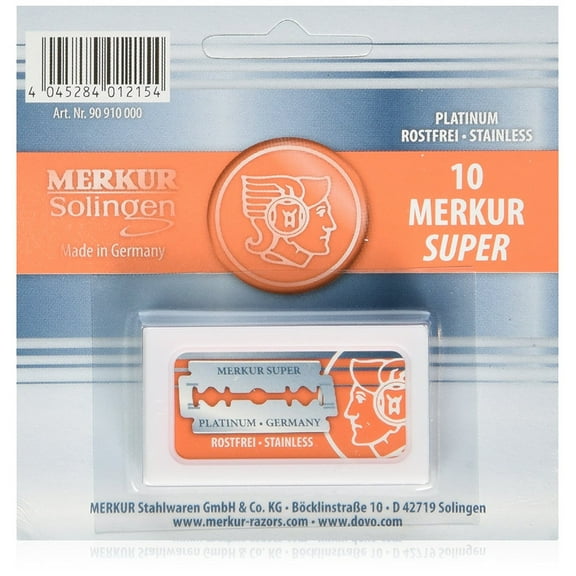 Merkur Super Platinum Coated Double Edge Razor Blades-10 Blade Pack