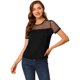 thumbnail image 2 of INSPIRE CHIC Blusa De Lunares De Manga Corta Con Cuello Redondo Y Panel De Malla Para Mujer Negro XL, 2 of 6