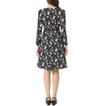 thumbnail image 3 of INSPIRE CHIC Women's Floral Print Swing Long Sleeve V-Neck Midi Dress, 3 of 5
