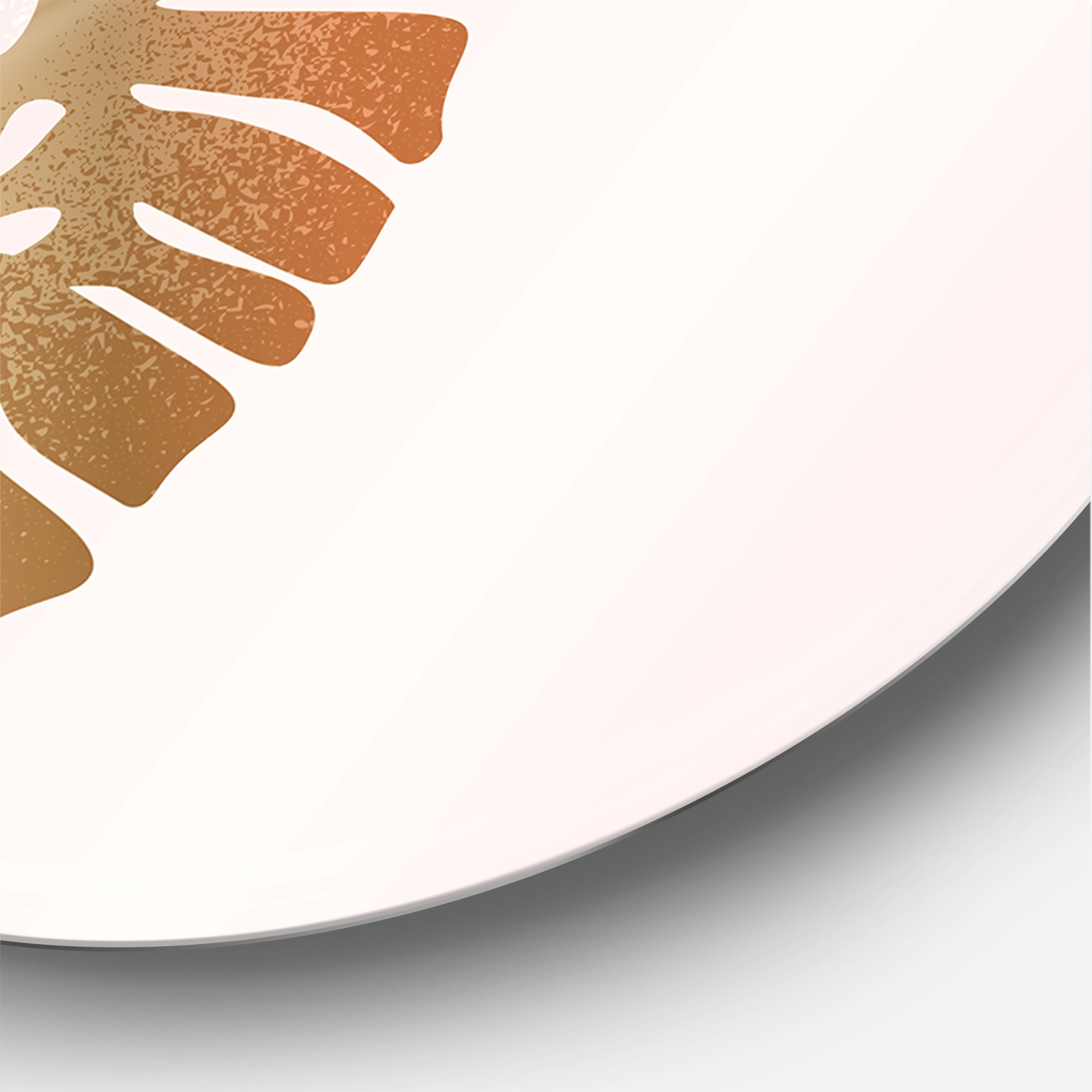 Designart 'Abstract Geometry Shapes and Tropical Palm Leaf II' Modern Circle Metal Wall Art 11x11 - Disc of 11