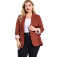 thumbnail image 1 of GRACE & GRANDEUR Blazer Décontracté à Rayures pour Femmes Grande Taille avec Revers Cranté, 1 of 6