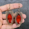 thumbnail image 2 of Natural Garnet Gemstone Copper Wire Wrap Gift Jewelry Earring 3.35", 2 of 4