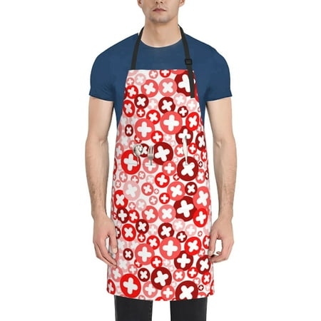 

Xecao Plus Cross Print Kitchen Cooking Aprons Waterproof Adjustable Bib Aprons with 2 Pockets for Women Men Chef