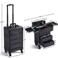 thumbnail image 4 of Yaheetech Professional Rolling Makeup Train Case with Drawers,Black, 4 of 9