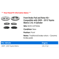 thumbnail image 2 of Front Brake Pad and Rotor Kit - Compatible with 2009 - 2013 Toyota Matrix 2.4L 4-Cylinder 2010 2011 2012, 2 of 2