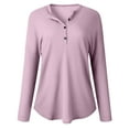 thumbnail image 3 of Womens Henley Shirts Long Sleeve V Neck Button Down Casual Plain T Shirt Tops Loose Fit Blouse Tee, 3 of 4