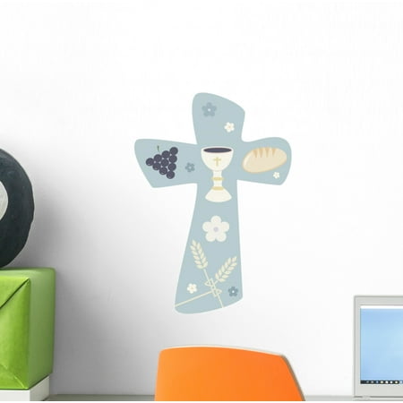 Trim Graphics Decals Pastel Blue Christian Cross Wall Decal Wallmonkeys Peel and Stick Graphics (12 in H x 9 in W) WM502763 ()