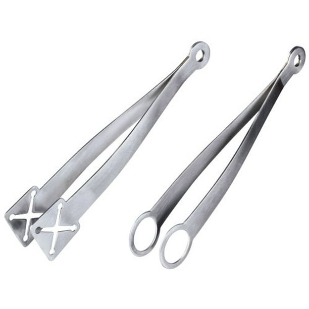 Progressive Appetizer Tongs Stainless Steel Set of 2 Round & Square 8" Tongs New