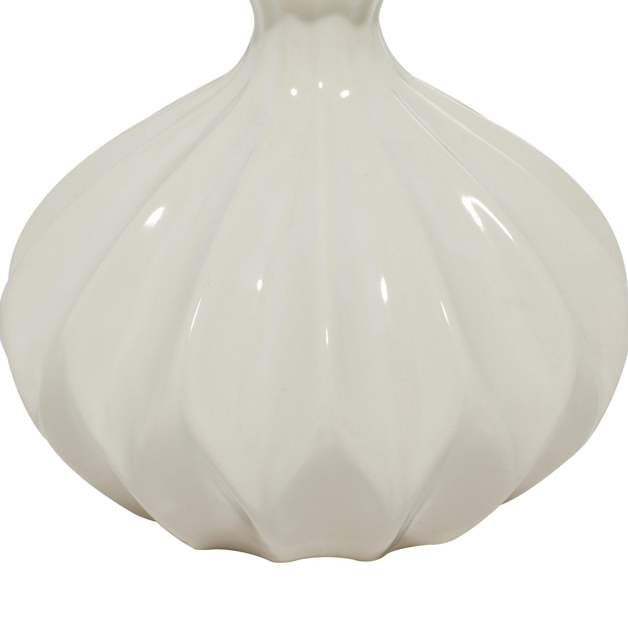 DecMode 6"W, 6"H White Ceramic Vase with Varying Patterns, Set of 3