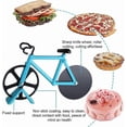 thumbnail image 2 of Bicycle Pizza Cutter, Bicycle Pizza Cutter, Pizza Slicer, Double Stainless Steel Pizza Cutter, Ultra Sharp Blade with Non-Stick Coating and Stand (Blu, 2 of 5