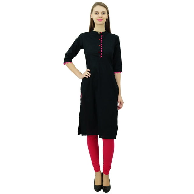 Phagun Kurti Uni en Coton Tunique de Designer Col Mandarin Kurta Ethnique Décontractée Blouse