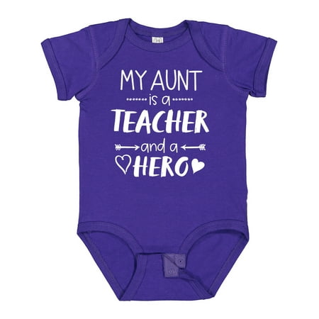 

Inktastic My Aunt is a Teacher and a Hero Gift Baby Boy or Baby Girl Bodysuit