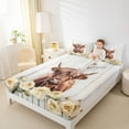 thumbnail image 4 of Feelyou 3D Brown Cow Queen Sheet Sets for Teen, Romantic Yellow Rose Flat Sheet, Rustic Lodge Cabin Queen Fitted Sheet, Ultra Soft Bedroom Decor, 4 Pieces, 4 of 7
