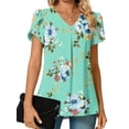 thumbnail image 2 of UVN Blouses for Women Summer V Neck Shirt Flowy Short Sleeve Tunic Tops, 2 of 8