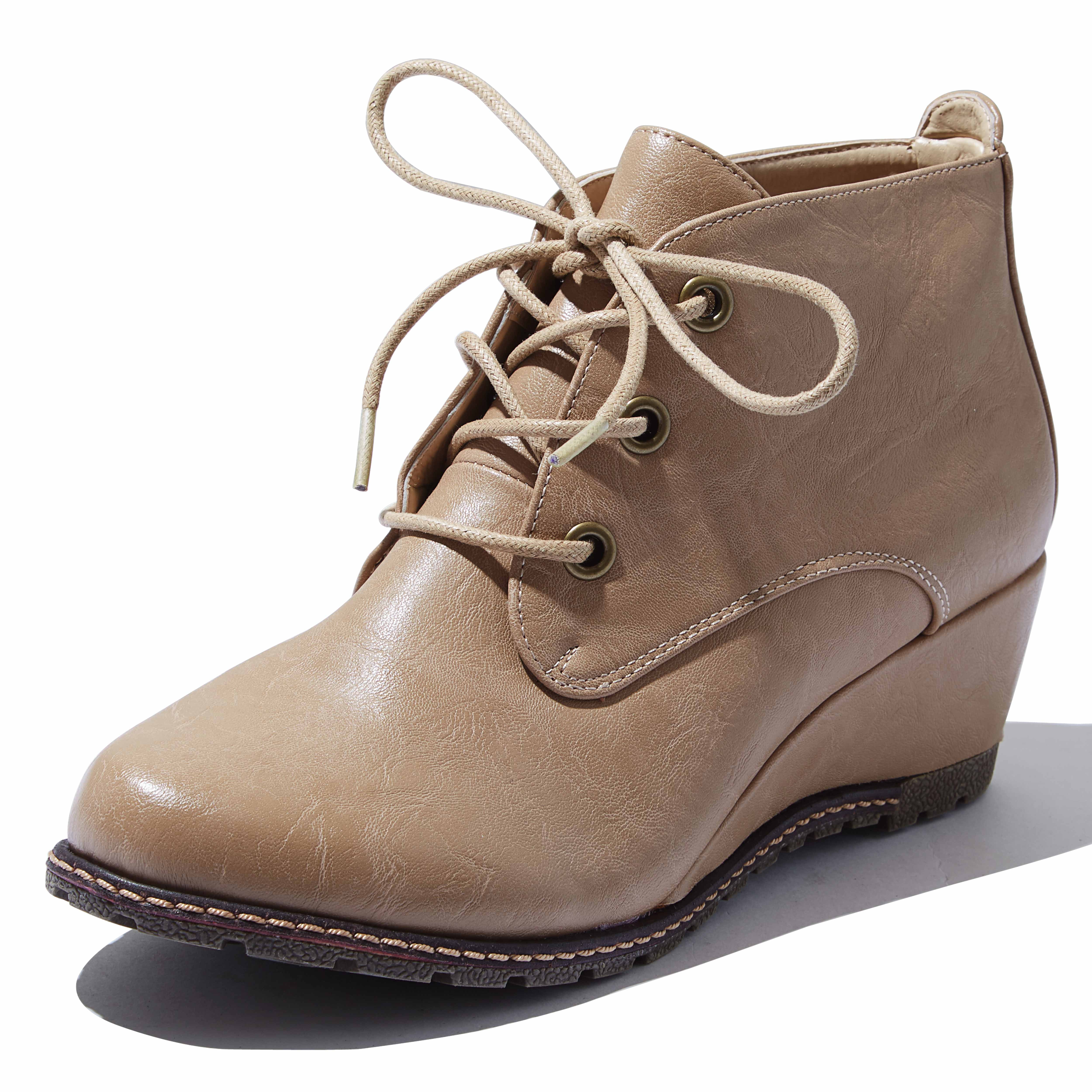 wedge boots beige