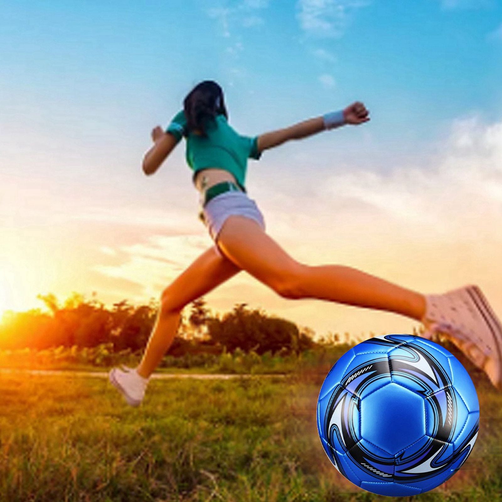 2Pcs Professional Soccer Ball Size 5 Official Soccer Training Football Ball Competition Outdoor Football Blue