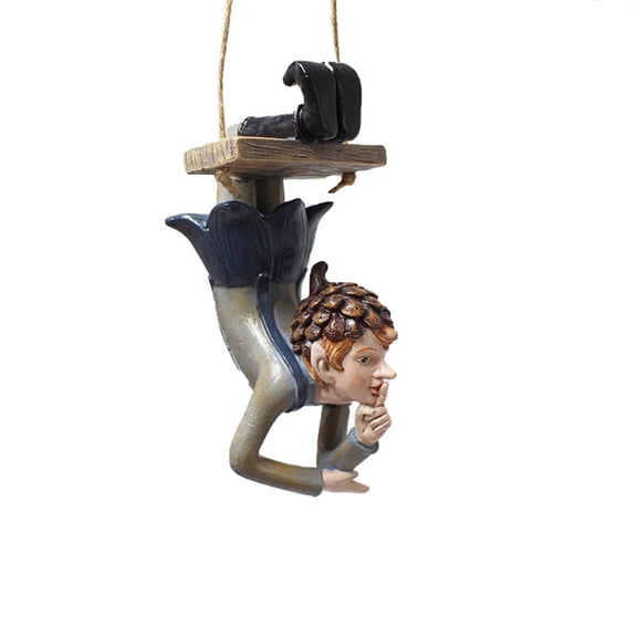 Resin Swing Boy Hanging Ornament – Cute Outdoor & Indoor Micro Landscape Sculpture for Trees, Gardens, Courtyards & Home Decor