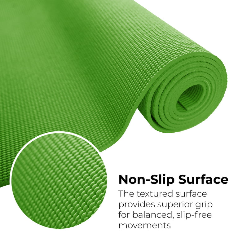 Hello Fit Yoga Mat, Non-Toxic Bulk Exercise Mats, Non-Slip, Kid-Friendly,  10 Pack, Green 