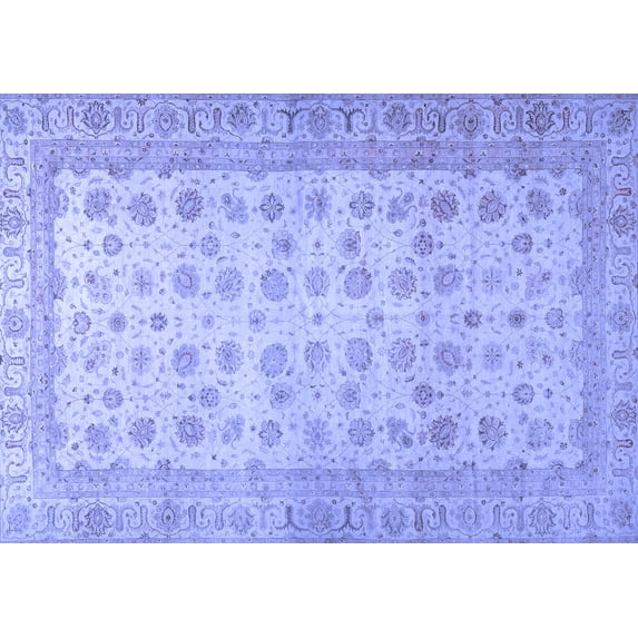 Ahgly Company Machine Washable Indoor Rectangle Oriental Blue Traditional Area Rugs, 7' x 9'