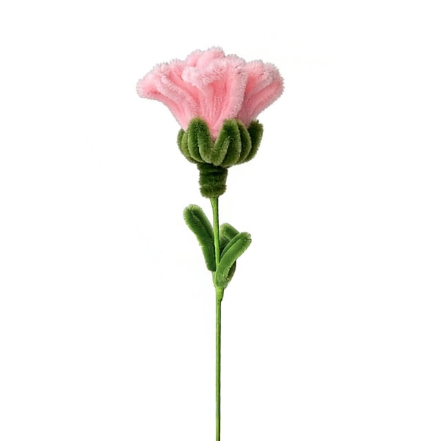 Clavel artificial de limpiapipas terminado, hecho a mano, preservado, tallo de flor falsa, palo de peluche, decoración floral, regalo para mujer, Día de la Madre, Día del Maestro, cumpleaños.